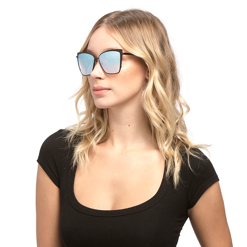 BECKY - BLACK + FLASH GREY GRADIENT SUNGLASSES - Image 12