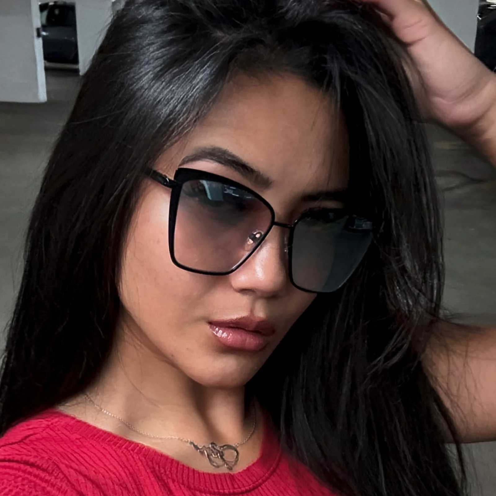 BECKY - BLACK + FLASH GREY GRADIENT SUNGLASSES - Image 14