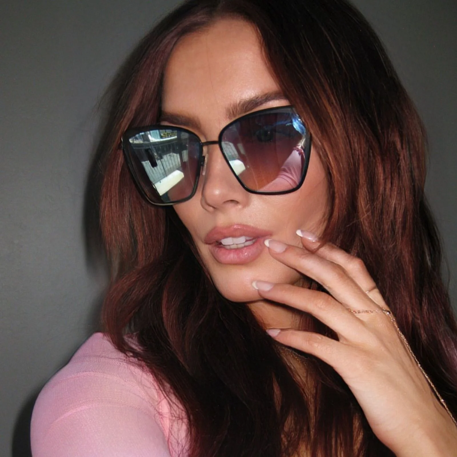 BECKY - BLACK + FLASH GREY GRADIENT SUNGLASSES - Image 8