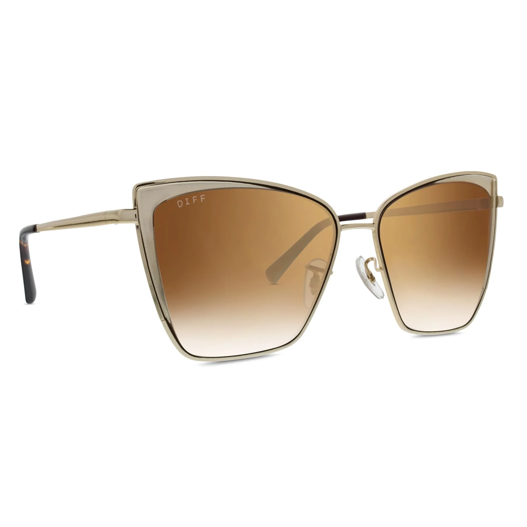BECKY - GOLD + FLASH BROWN GRADIENT SUNGLASSES - Image 3