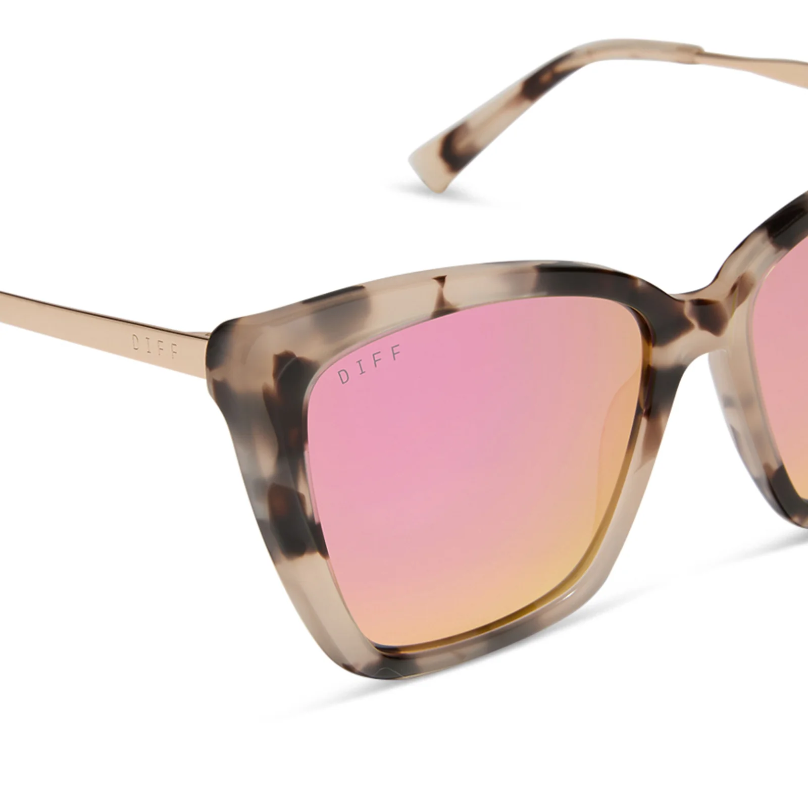 BECKY II - CREAM TORTOISE + PINK MIRROR SUNGLASSES - Image 4