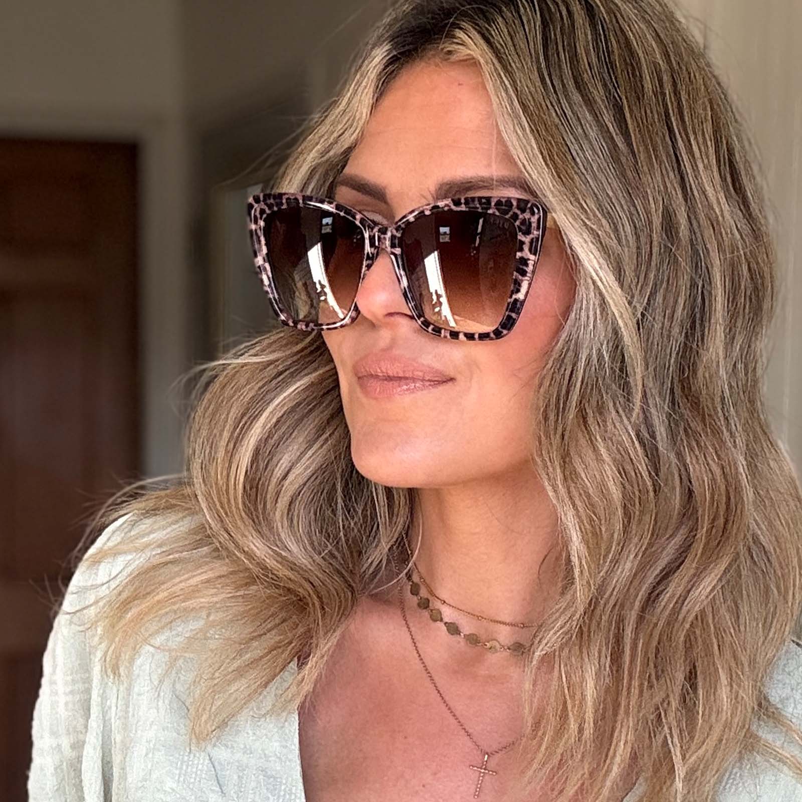 BECKY II - LEOPARD TORTOISE + BROWN GRADIENT SUNGLASSES - Image 8