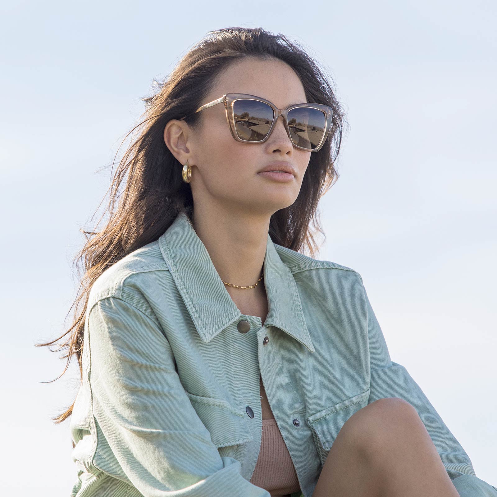 BECKY IV - VINTAGE CRYSTAL + BROWN GRADIENT SUNGLASSES - Image 9