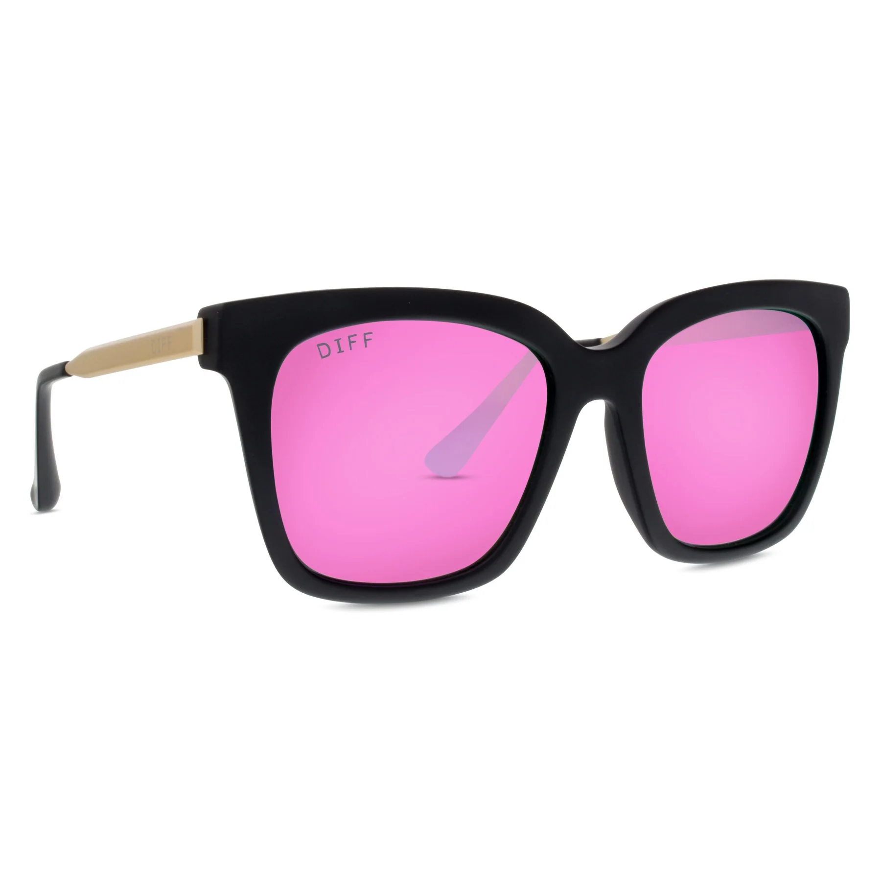 BELLA - MATTE BLACK + PINK MIRROR + POLARIZED SUNGLASSES - Image 3