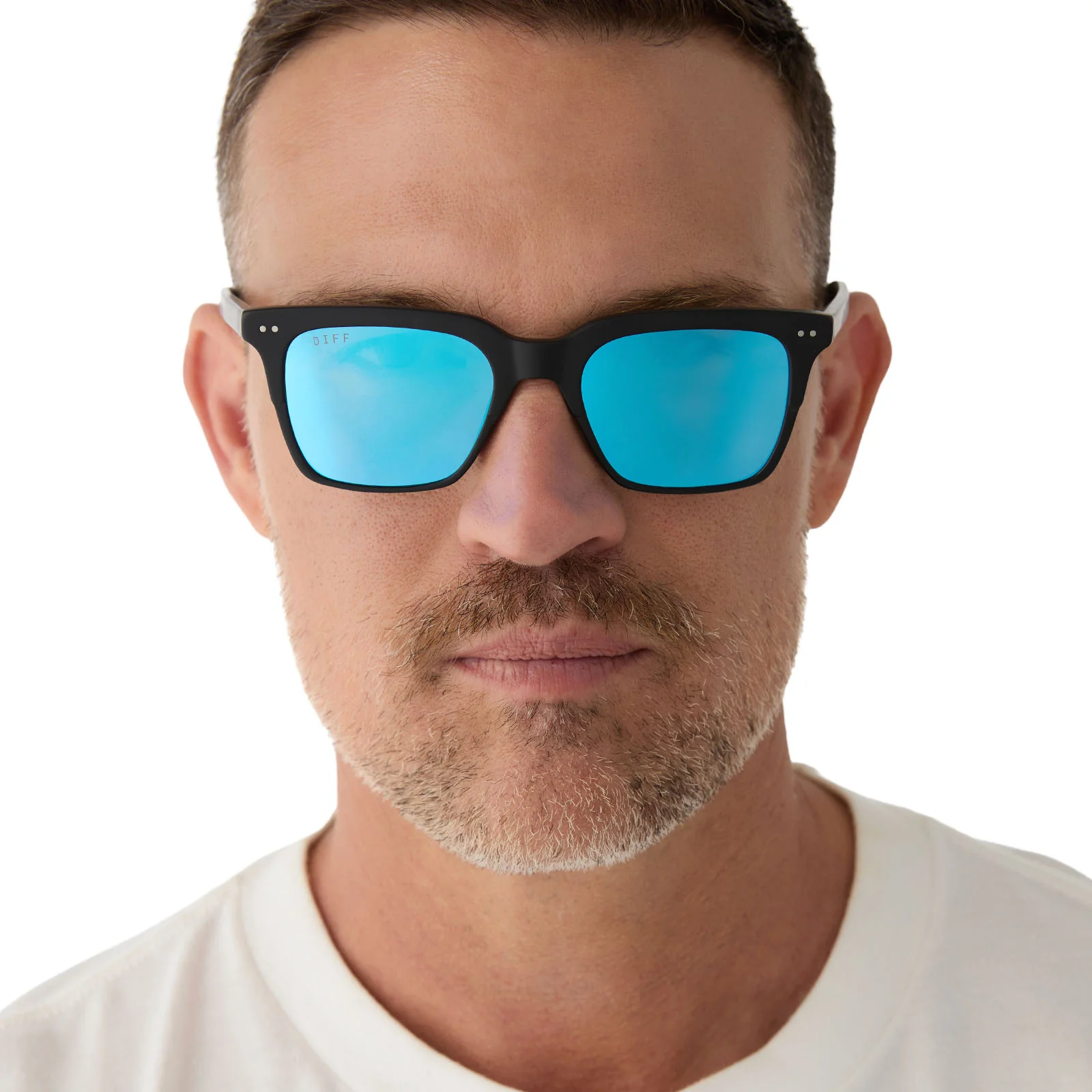 BILLIE - MATTE BLACK + BLUE MIRROR SUNGLASSES - Image 4