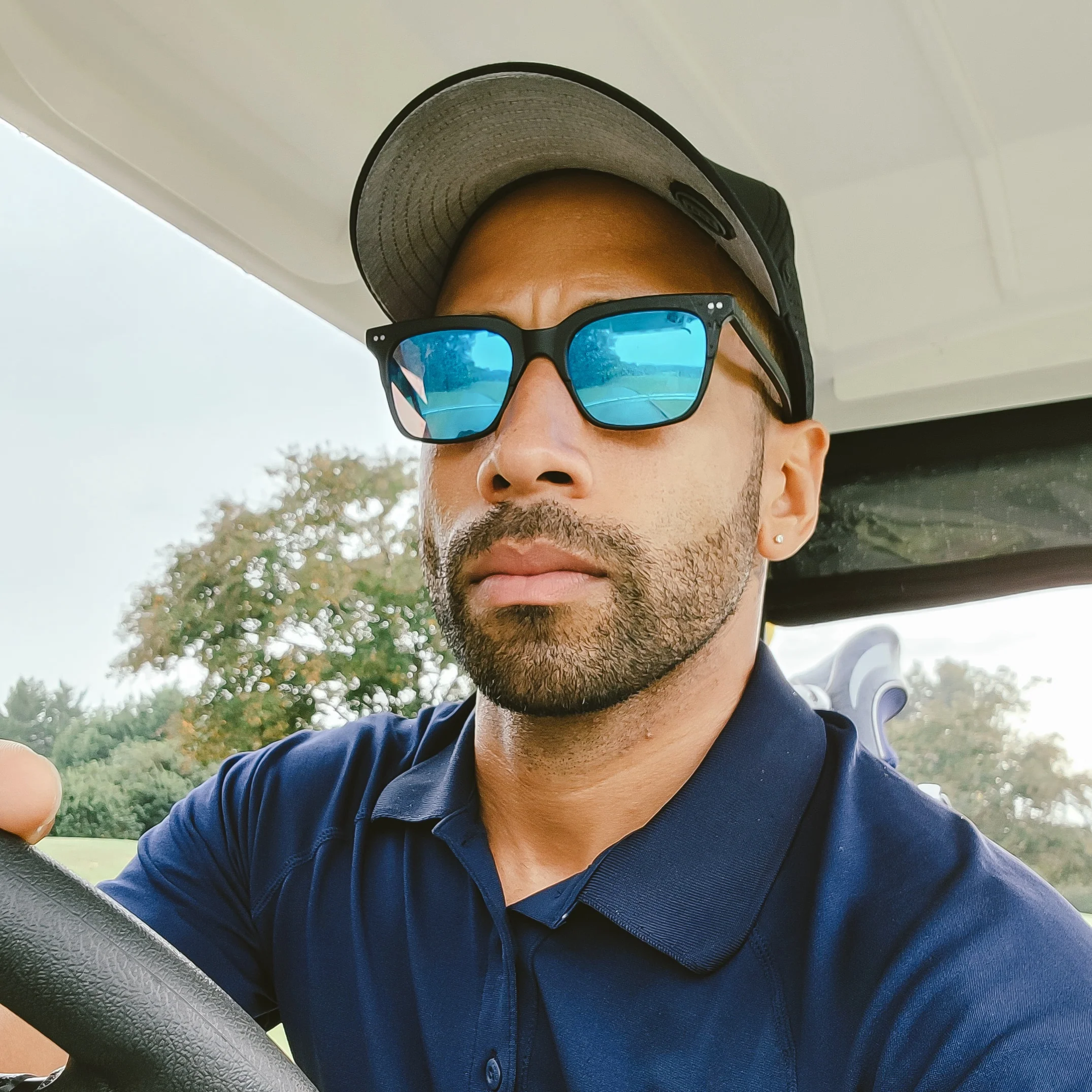 BILLIE - MATTE BLACK + BLUE MIRROR SUNGLASSES - Image 7