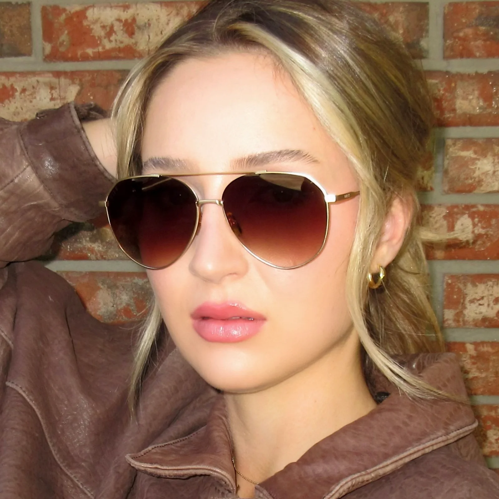 DASH - BRUSHED GOLD + COFFEE GRADIENT SUNGLASSES - Image 6