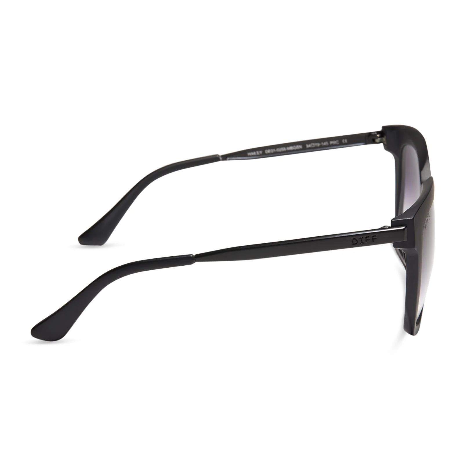 HAILEY - MATTE BLACK + SHARP GREY GRADIENT SUNGLASSES - Image 3