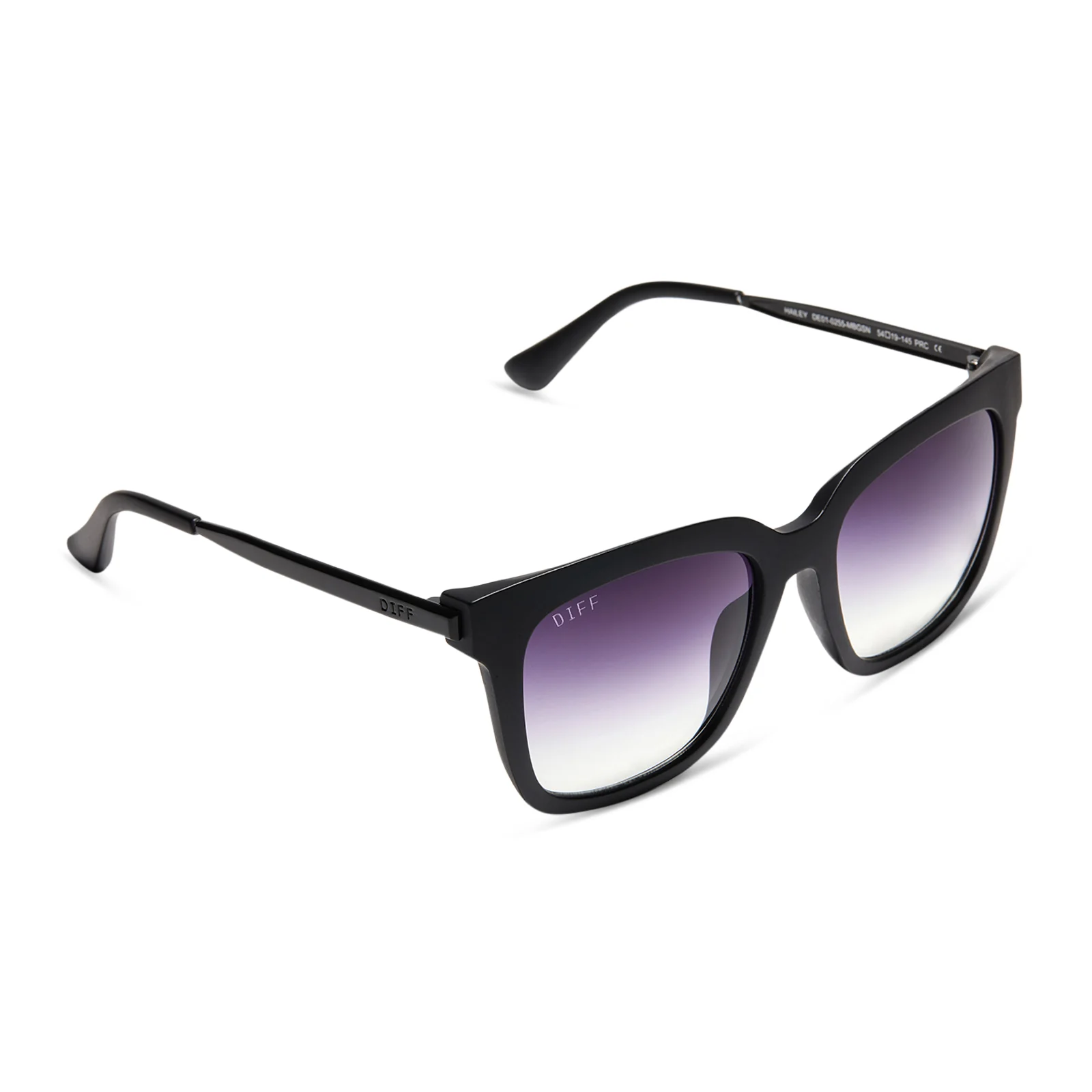 HAILEY - MATTE BLACK + SHARP GREY GRADIENT SUNGLASSES - Image 4