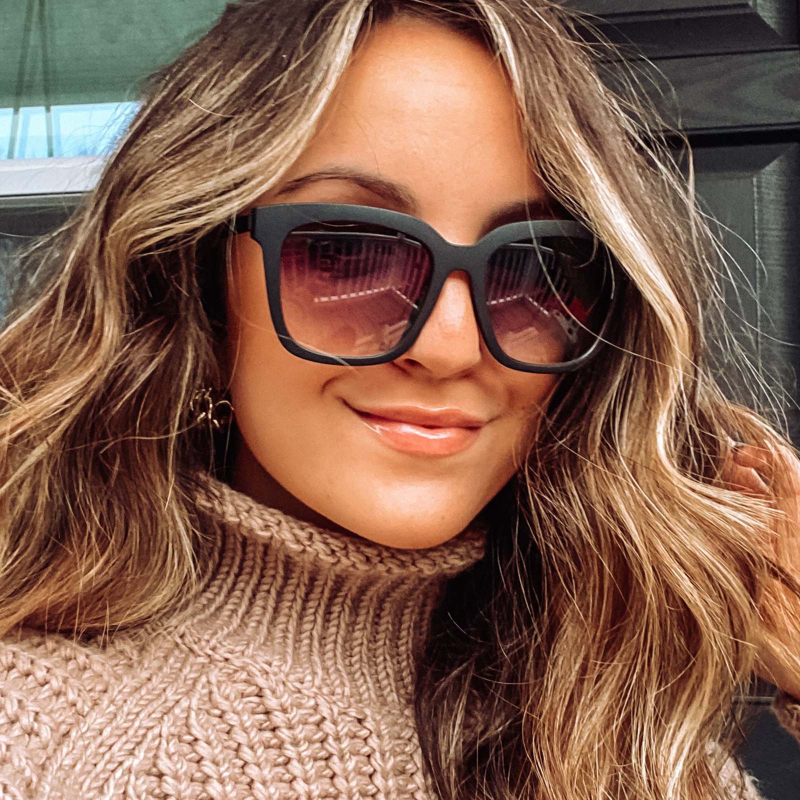 HAILEY - MATTE BLACK + SHARP GREY GRADIENT SUNGLASSES - Image 6