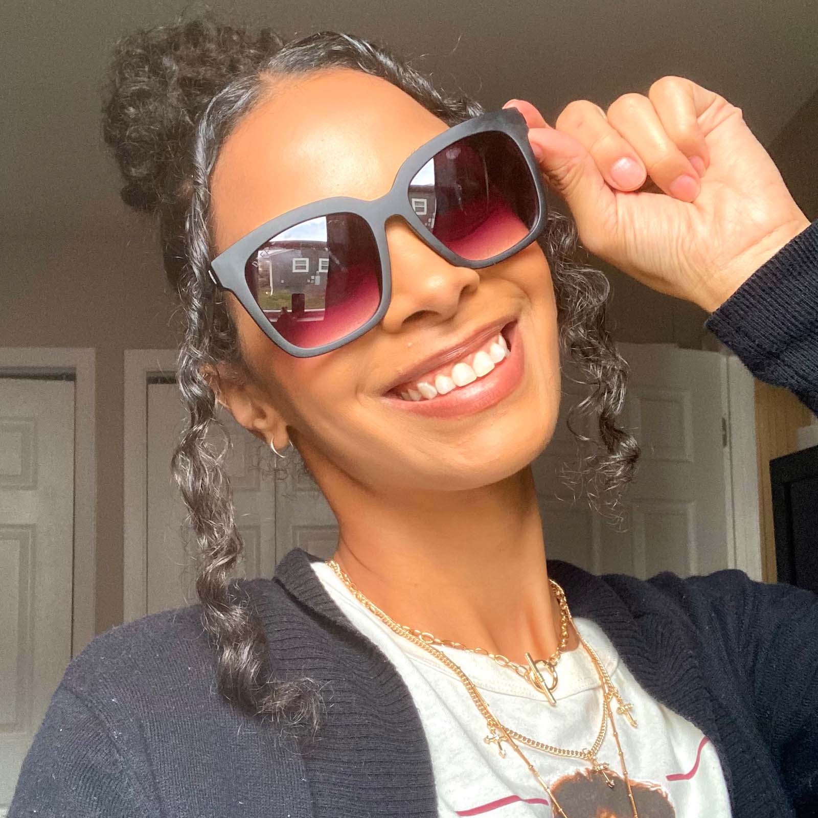 HAILEY - MATTE BLACK + SHARP GREY GRADIENT SUNGLASSES - Image 7