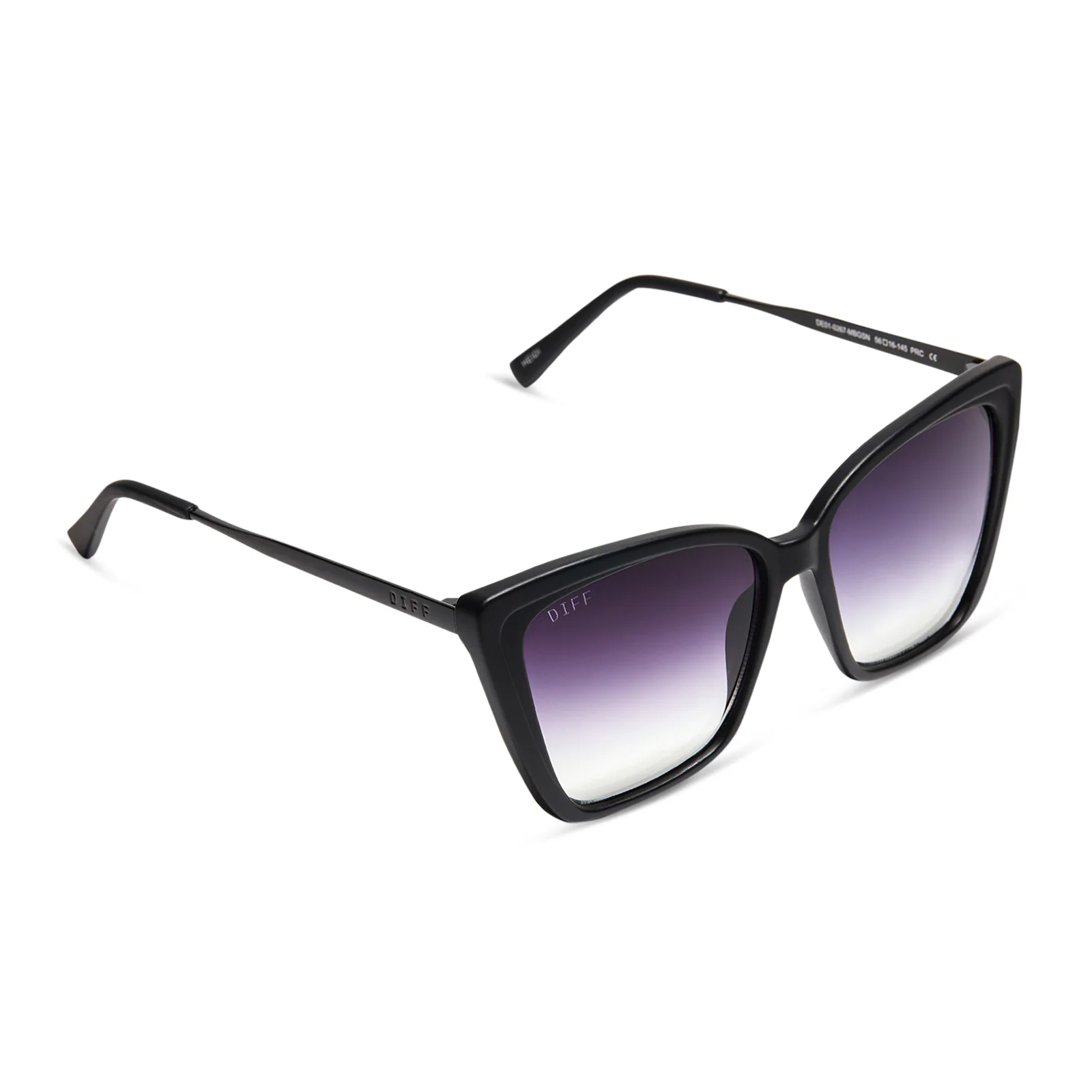 HEIDI - MATTE BLACK + GREY GRADIENT SHARP SUNGLASSES - Image 4