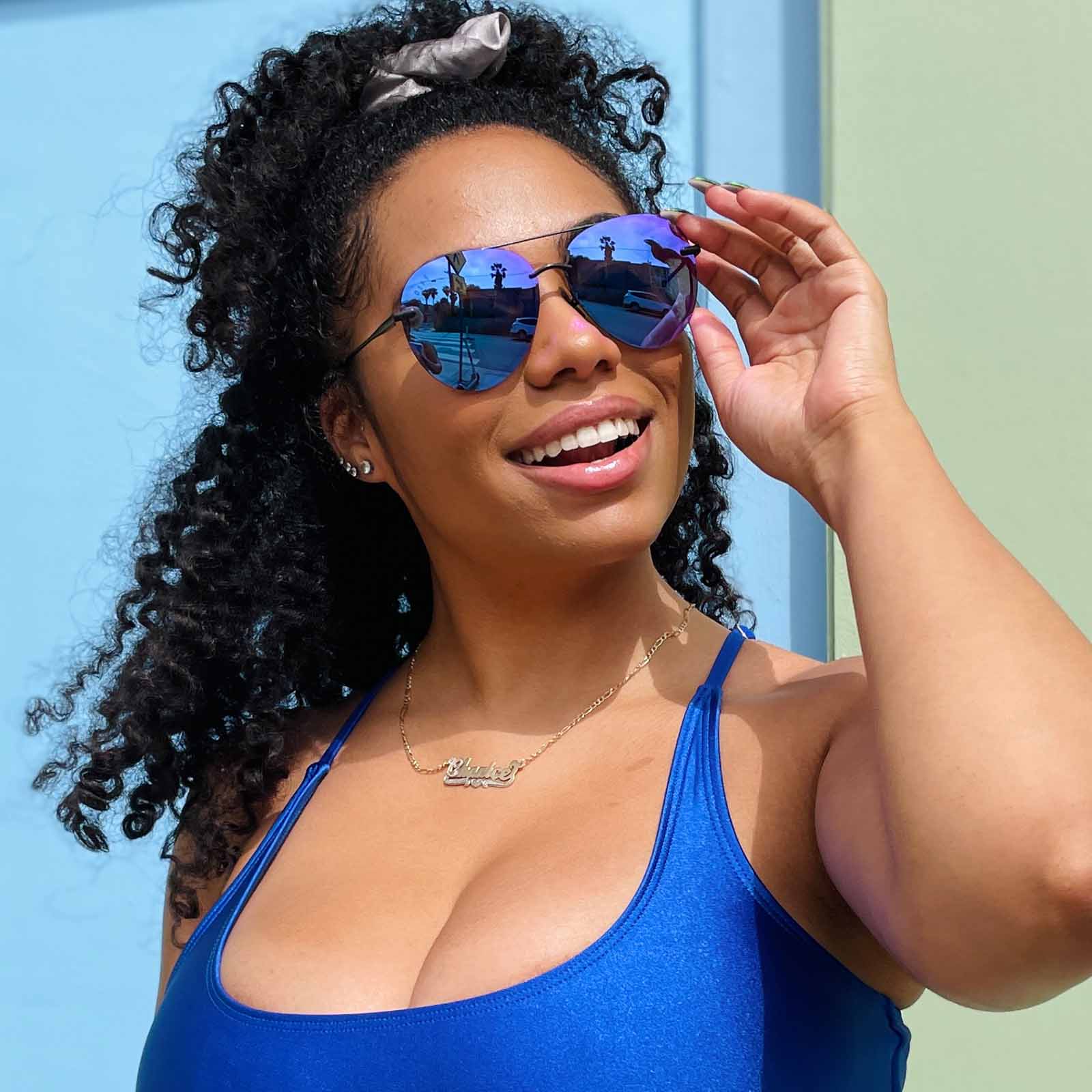 LENOX - MATTE BLACK + PURPLE MIRROR SUNGLASSES - Image 13