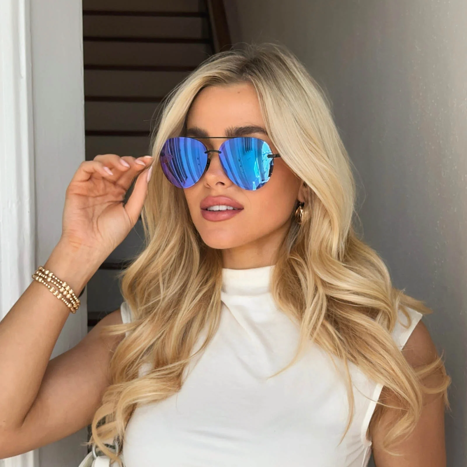 LENOX - MATTE BLACK + PURPLE MIRROR SUNGLASSES - Image 16