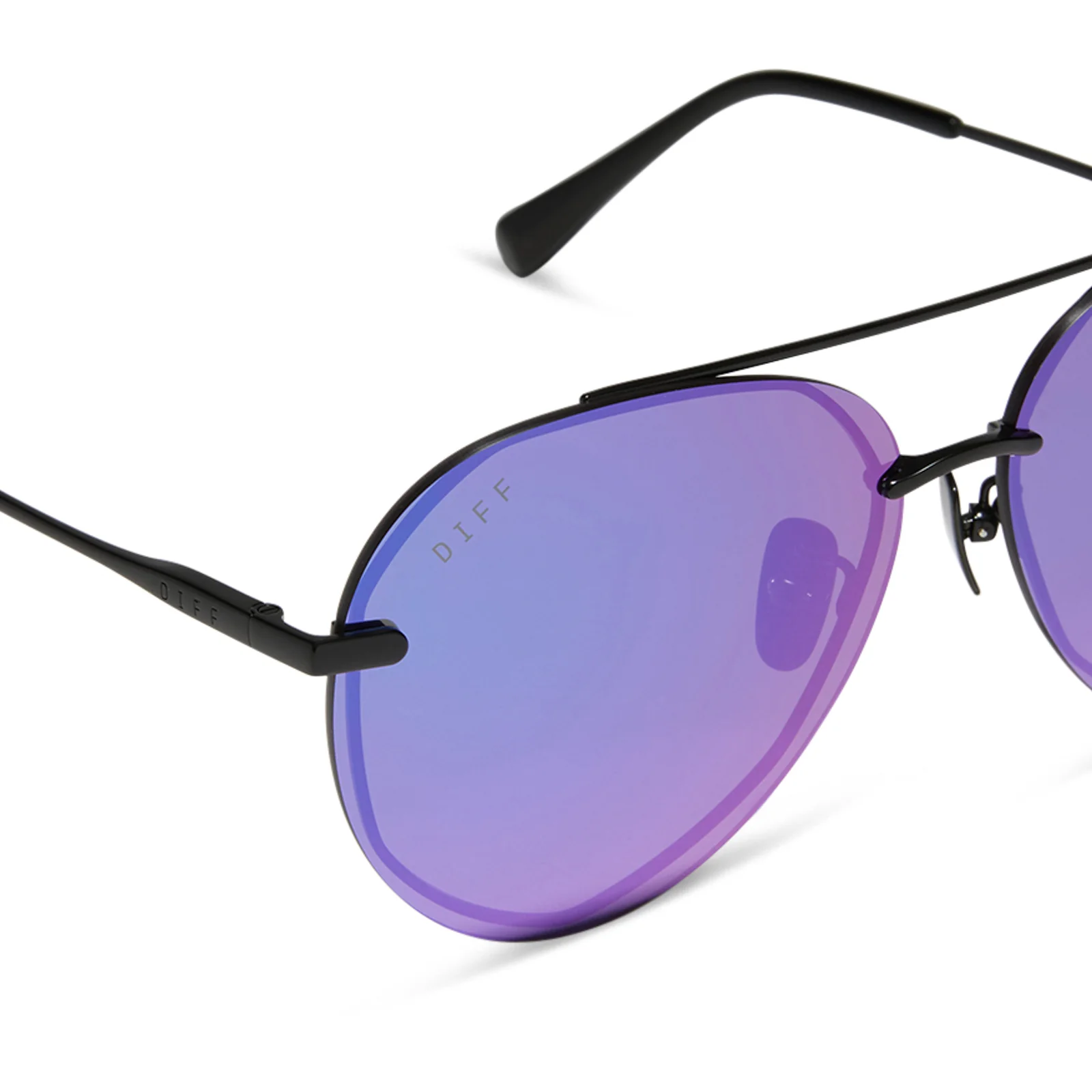 LENOX - MATTE BLACK + PURPLE MIRROR SUNGLASSES - Image 4